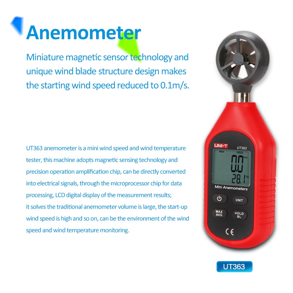 2- UT363 Handheld Mini Digital Anemometer Wind Speed Measurement