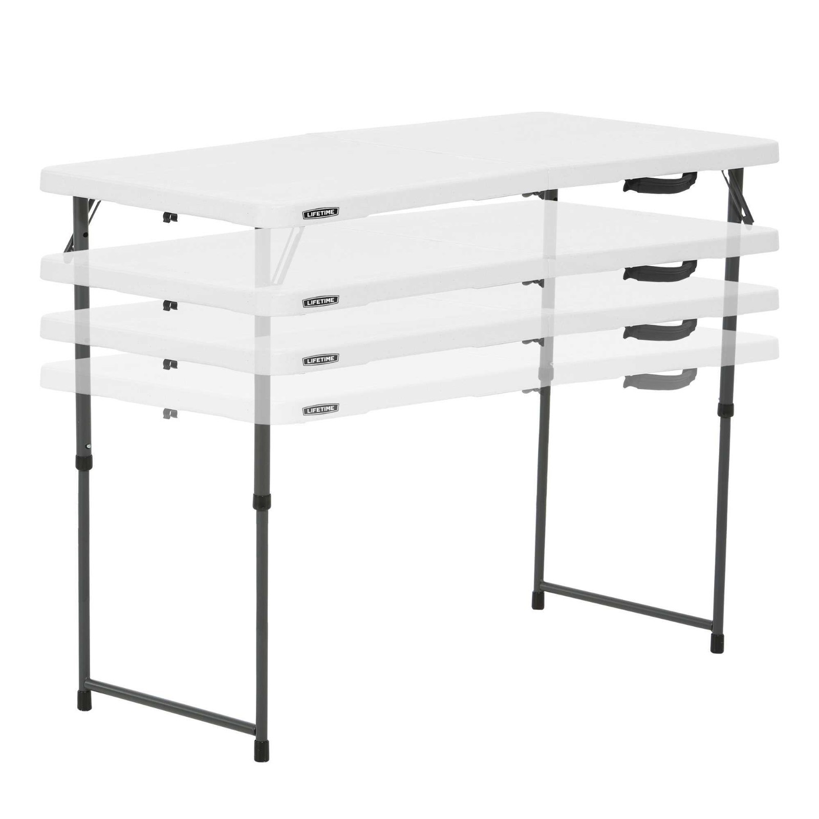 Lifetime Adjustable Height Leg Table 4428 White 4' Fold-in-Half Folding Table
