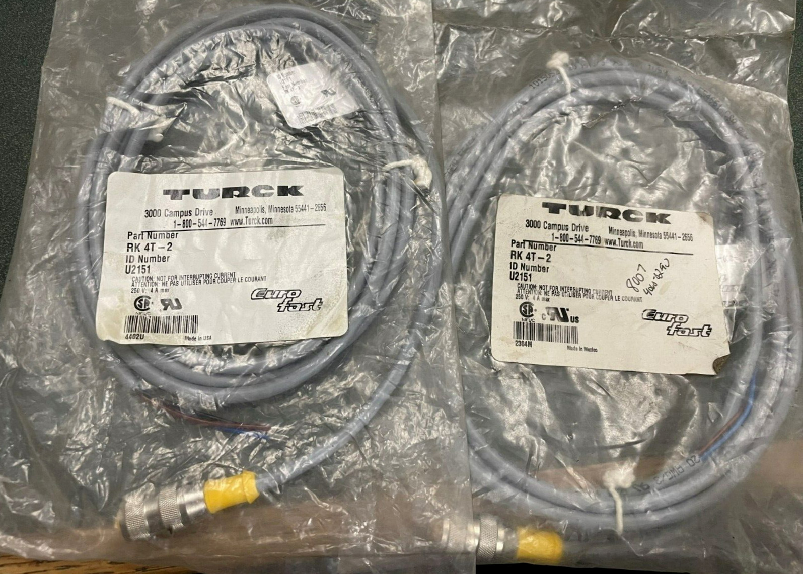 NEW TURCK RK 4T-2  CORDSET U2151