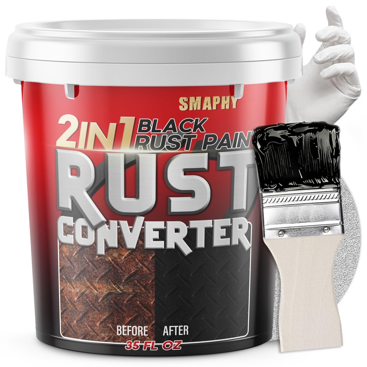 Rust Converter for Metal ,Stops & Prevents Corrosion 35 oz, No.01 Matte Black