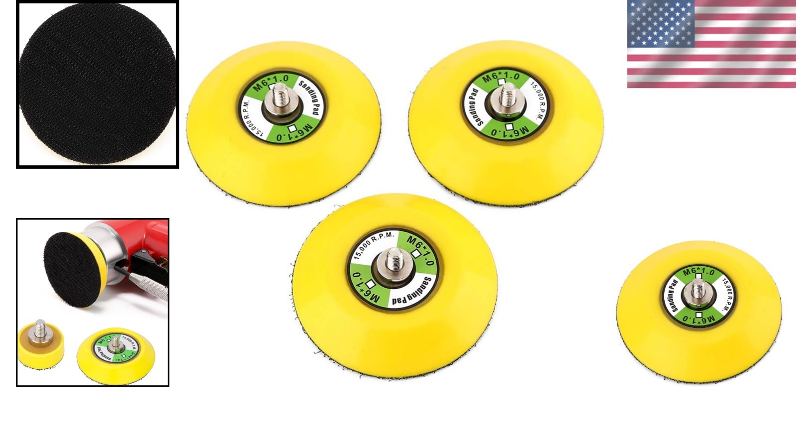 M6 Thread 3" Polishing Pads - Durable Hook and Loop Backing for Auto Detailing