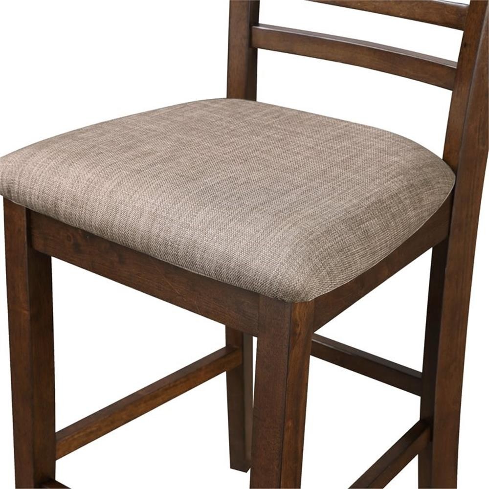 Pemberly Row Contemporary 5-Piece Solid Wood Counter Set in Brown