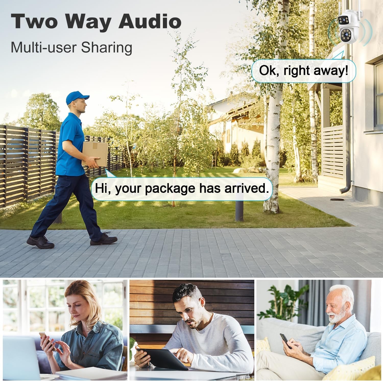Wireless 4MP Security Camera System 4K 10CH NVR 2-Way Audio Recording Dual lens