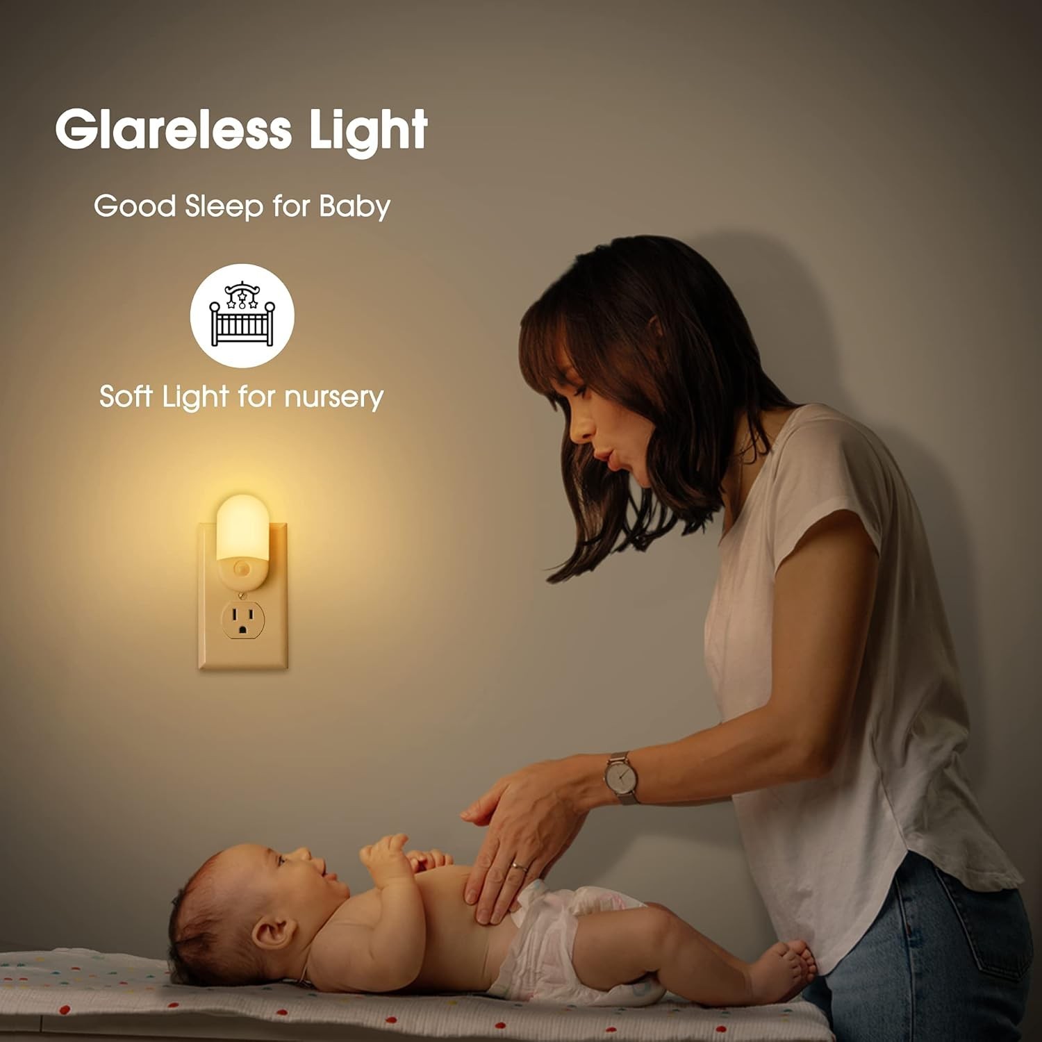 Night Lights Plug into Wall, [2 Pack] LED Dimmable Night Light with Light Sensor