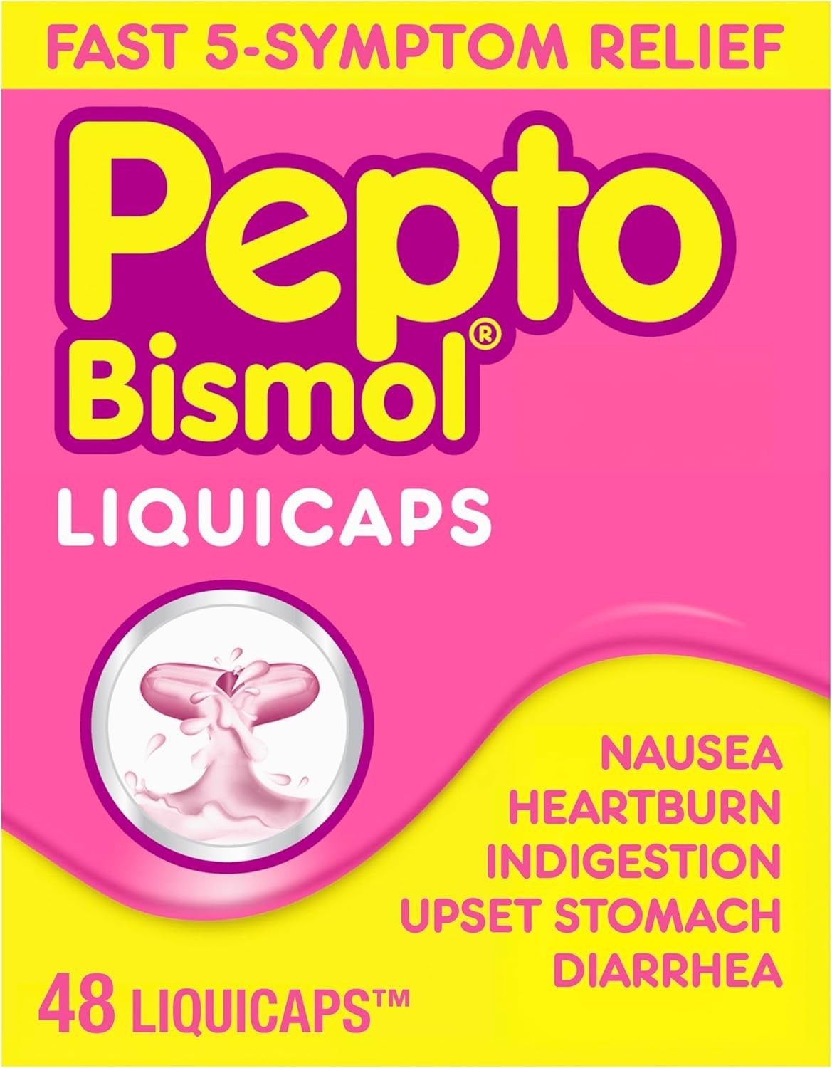 Pepto Bismol Liquicaps, Nausea, Heartburn & Diarrhea Relief, 48 Ct