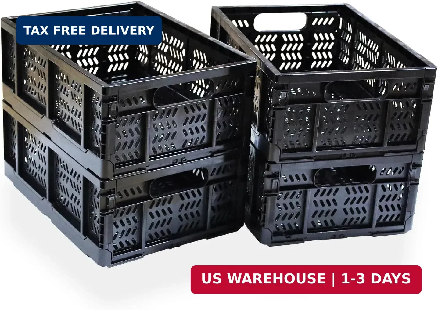 4-Pack Plastic Storage Crates,20L Foldable Baskets,Collapsible Crates, Storage B
