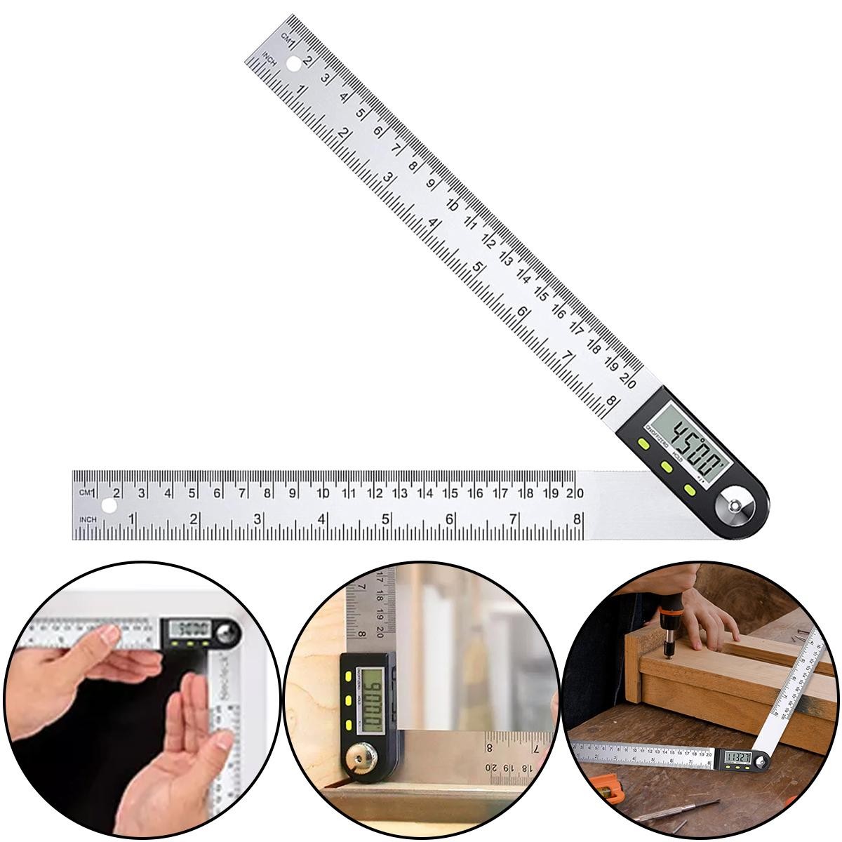 Industrial 20cm Stainless Steel Digital Angle Measuring Tool with LCD Display