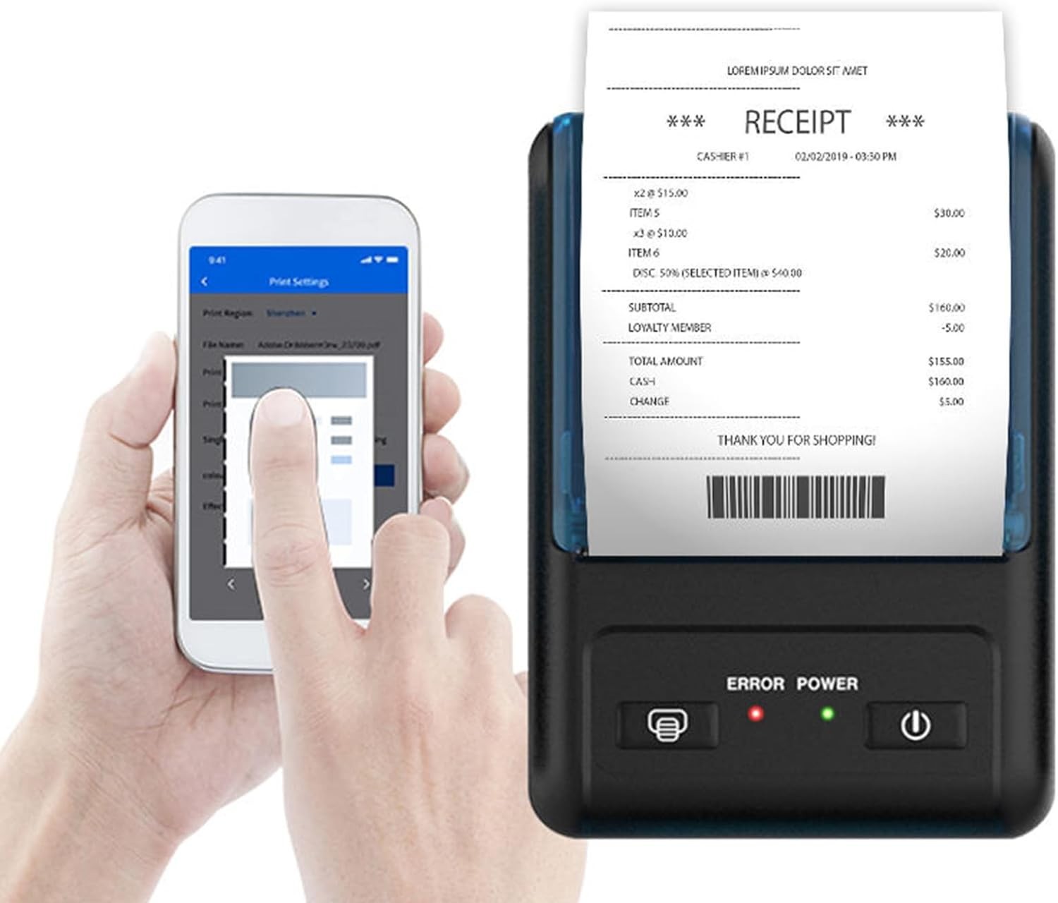 Portable 58mm Bluetooth Thermal Receipt Printer for Android & Windows Users