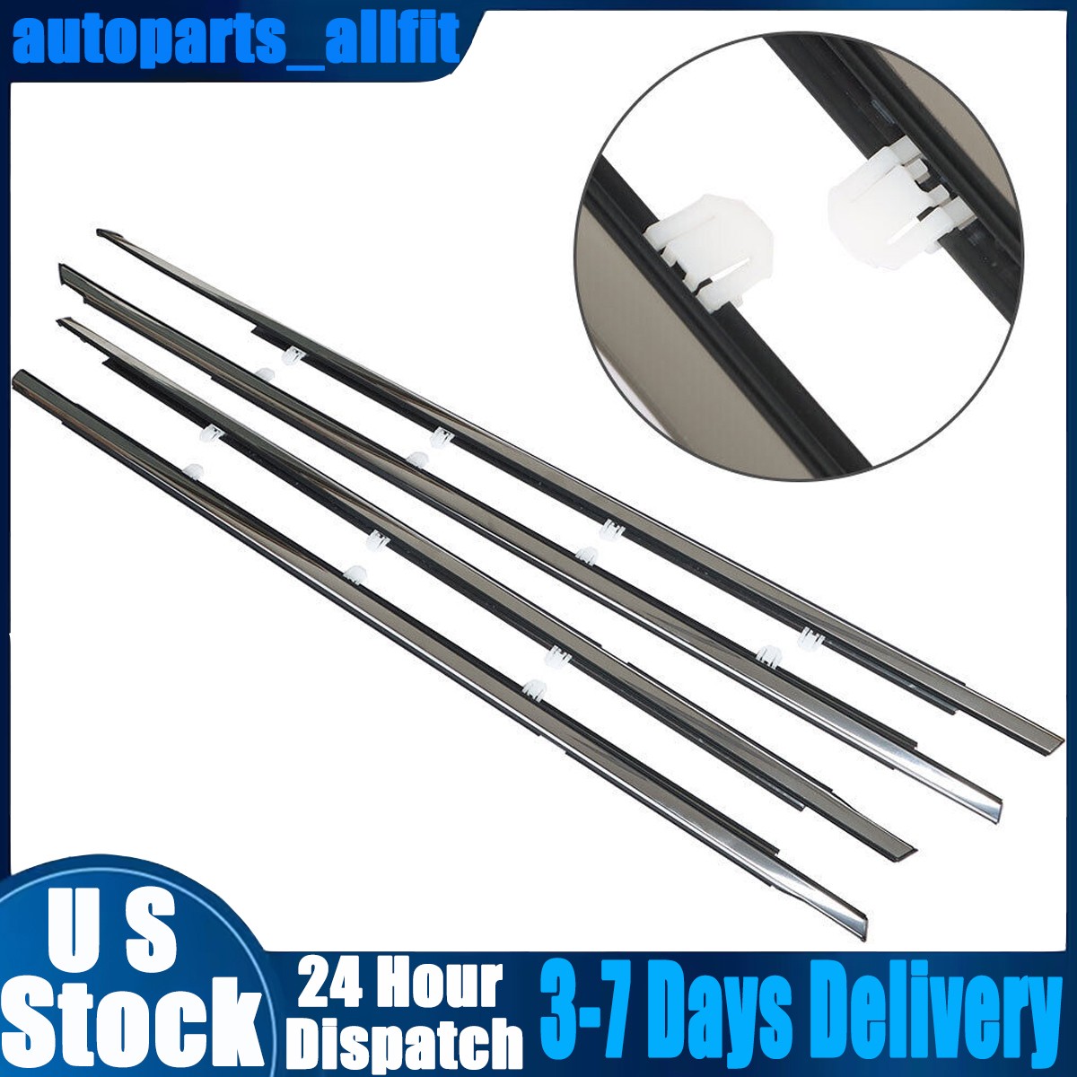 For Honda Accord 2008-2012 4Pcs Weatherstrip Window Moulding Trim Seal Belt Trim