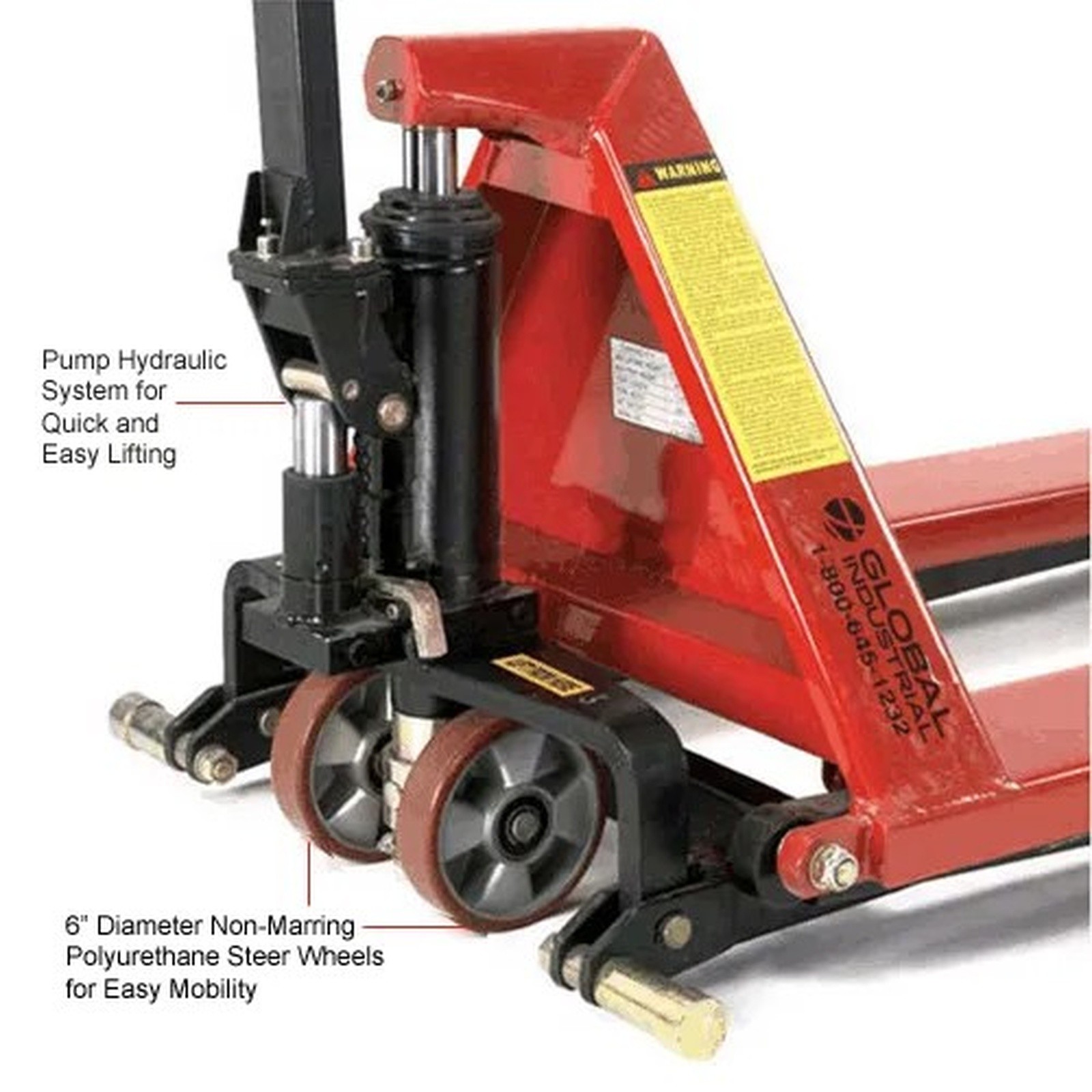 Manual High-Lift Skid Jack Truck, 2200 lb. Capacity, 27"W x 45"L Forks