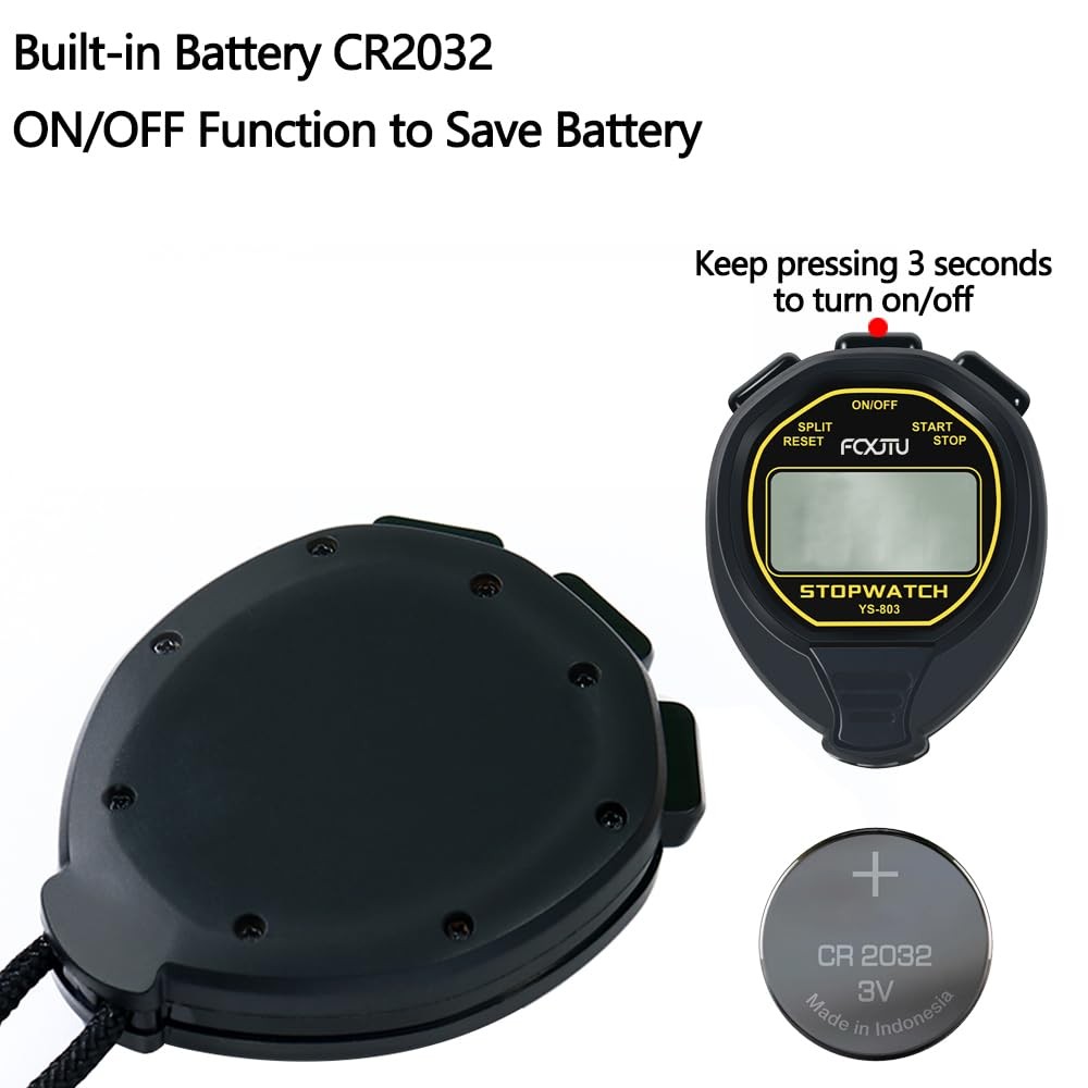 Digital Waterproof Stopwatch, No Bells No Whistles Simple Basic Operation Silent