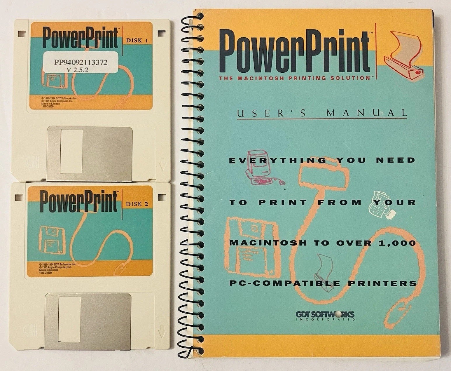 PowerPrint v2.5.2 Macintosh 3.5 Floppy Disk Set GDT Software