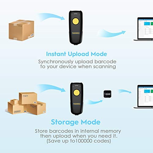 Wireless 2D Barcode Scanner Compatible with Bluetooth, 2.4G Wireless 2D Yellow