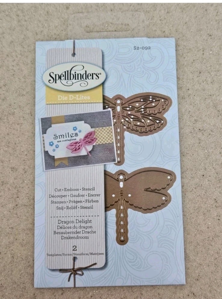 RARE SPELLBINDERS METAL DIES DRAGONFLY DRAGON DELIGHT CUT EMBOSS STENCIL DIE