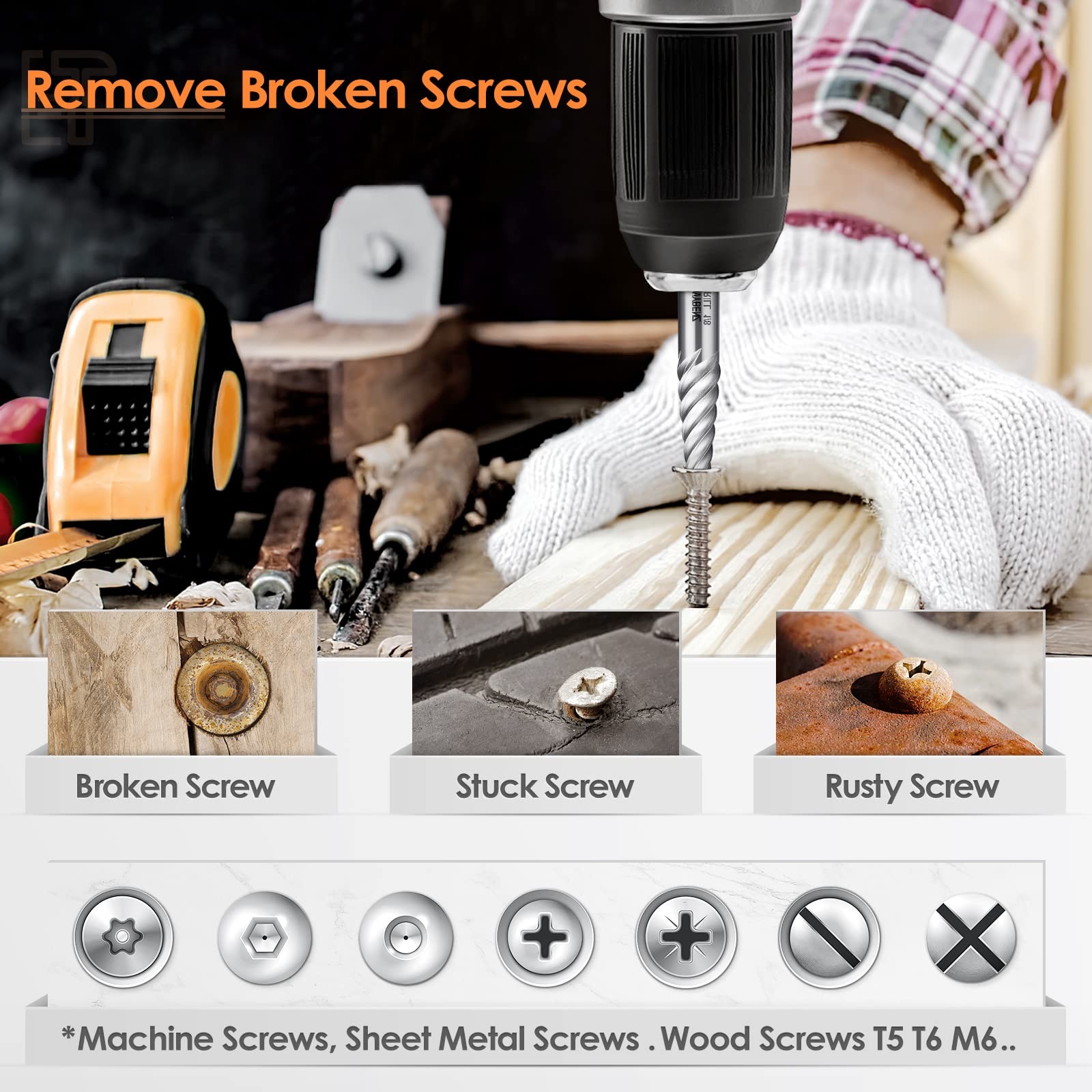 6 Pcs Screw Extractor Spiral 6PCS Set, 6