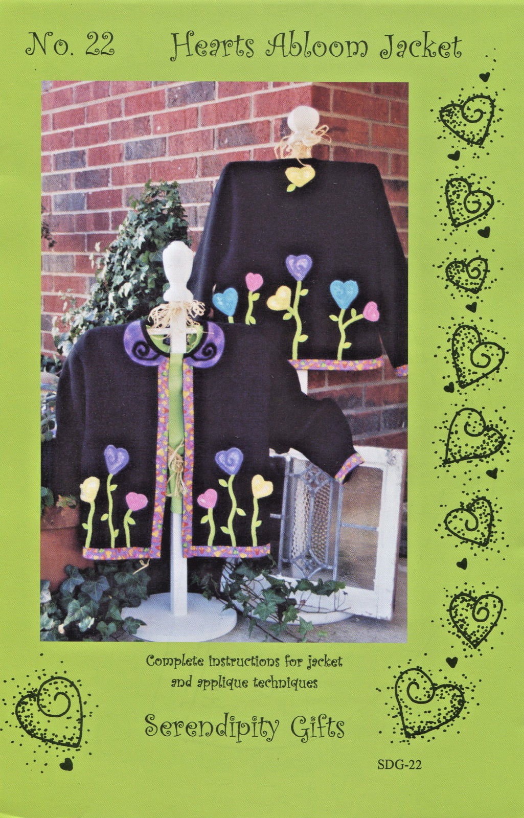 Hearts Abloom Jacket Applique Craft Pattern by Serendipity Gifts SDG22