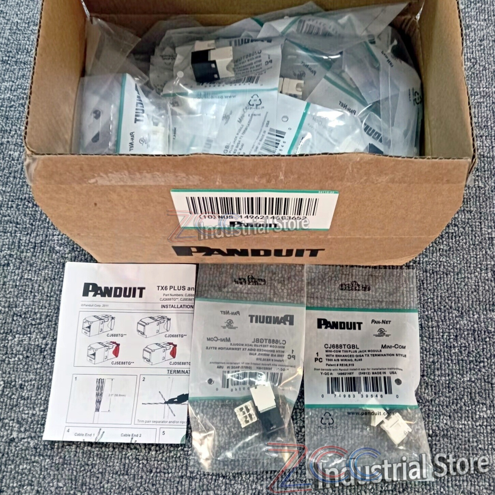 For Panduit Giga TX Cat6 jack black CJ688TGBL BOX OF 50. Free shipping