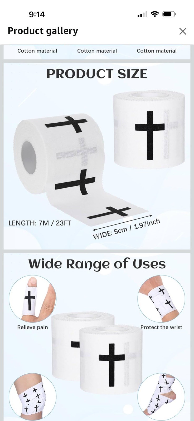 4-Pack Christian Athletic Tape 2in x 23ft, Cross Wrist Wraps for Football Soccer
