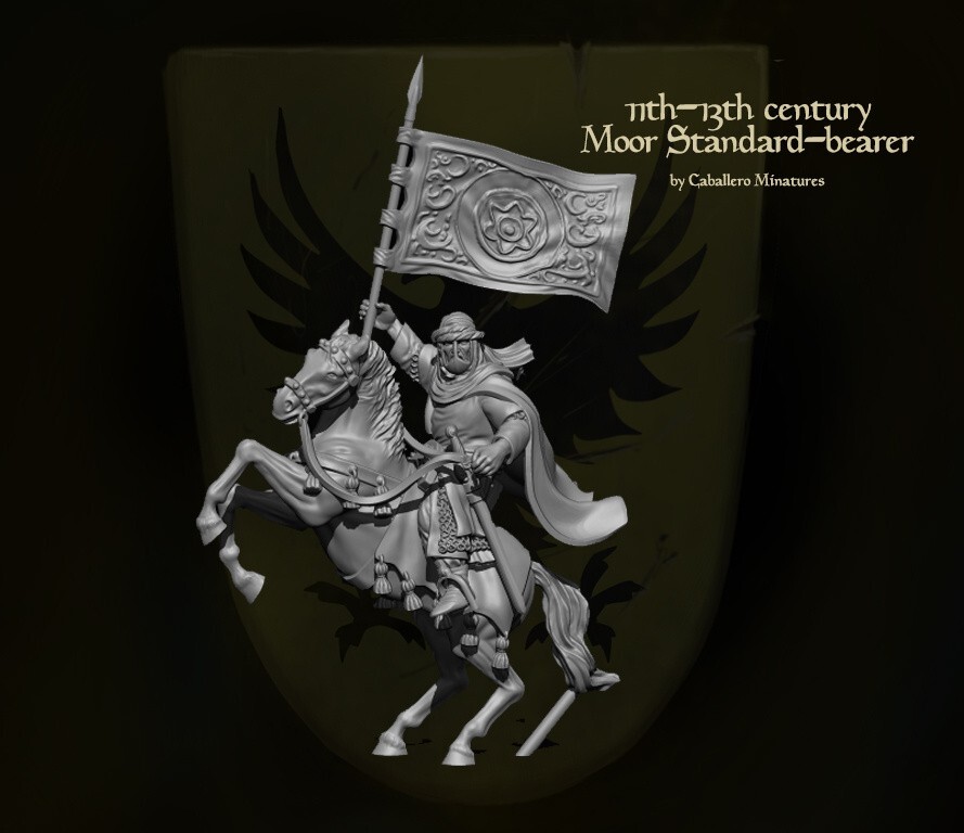 Reconquer Designs Miniatures Medieval Moorish Standard Bearer Crusades 15 28mm+