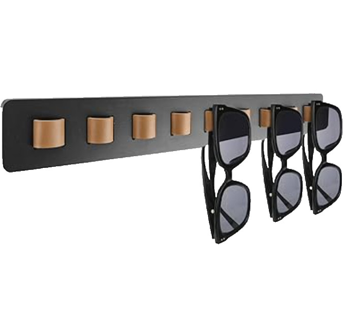 2 Pack Sunglasses Organizer Sunglasses, 9 Compartments, Wall Mounted, Leather, Black