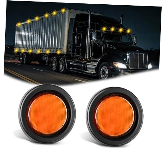 2.5Inch Round Marker Light 2PCS Amber 13LED Clearance Lights Flush Amber 2cs