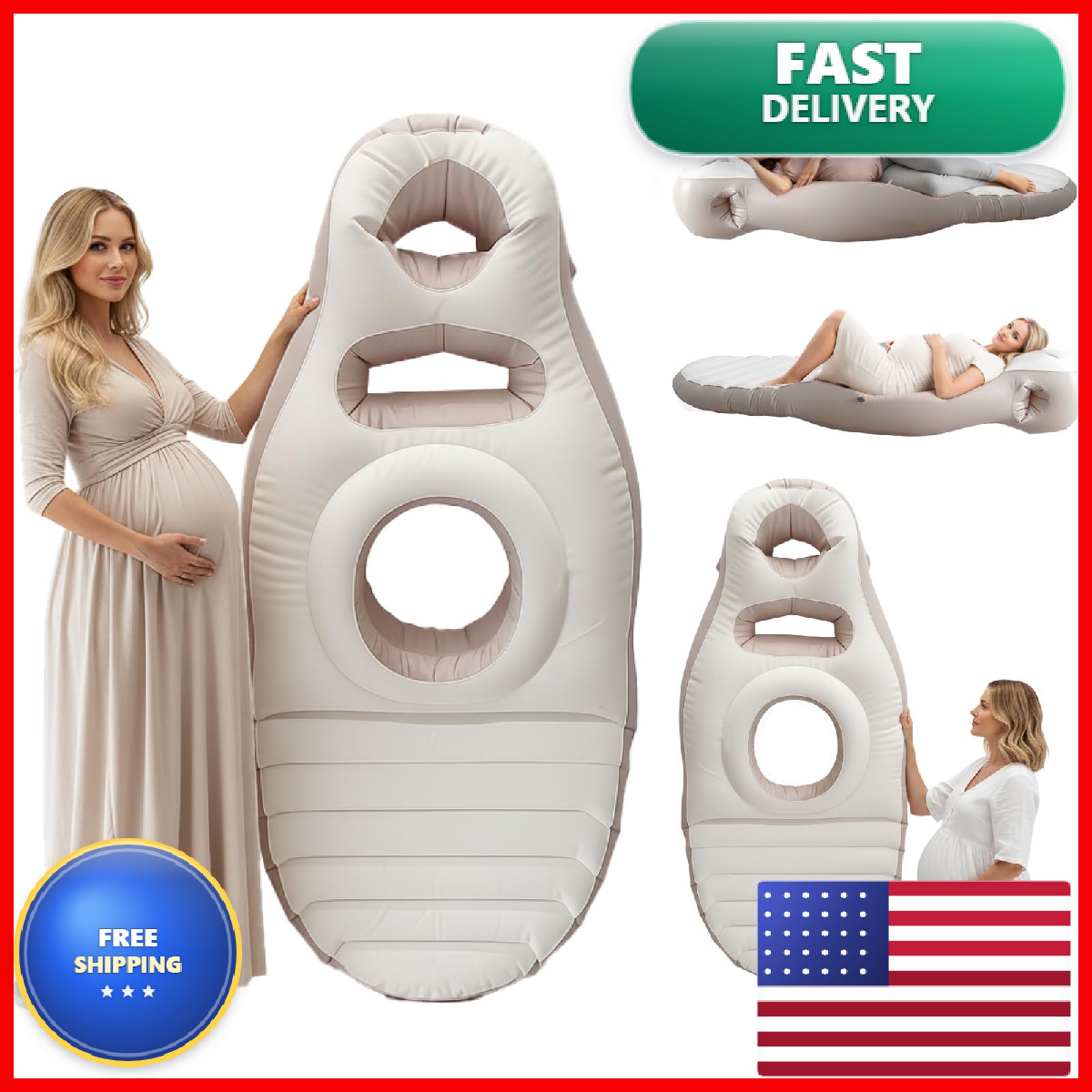 Ajofiek Inflatable Pregnancy Pillow Upgraded Belly Mattress Float Abdominal