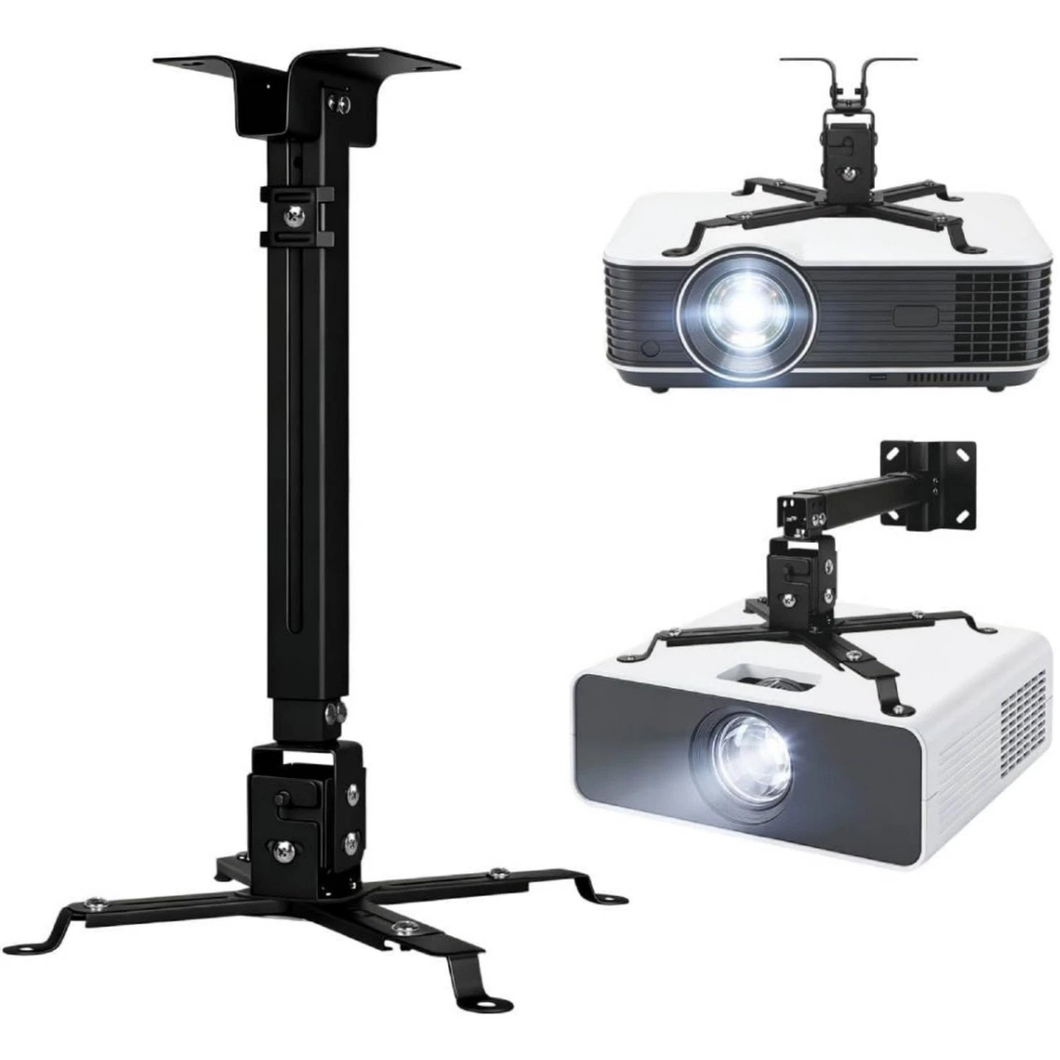 Projector Mount Ceiling/Wall - Universal 3-in-1 Bracket with Extension Pole