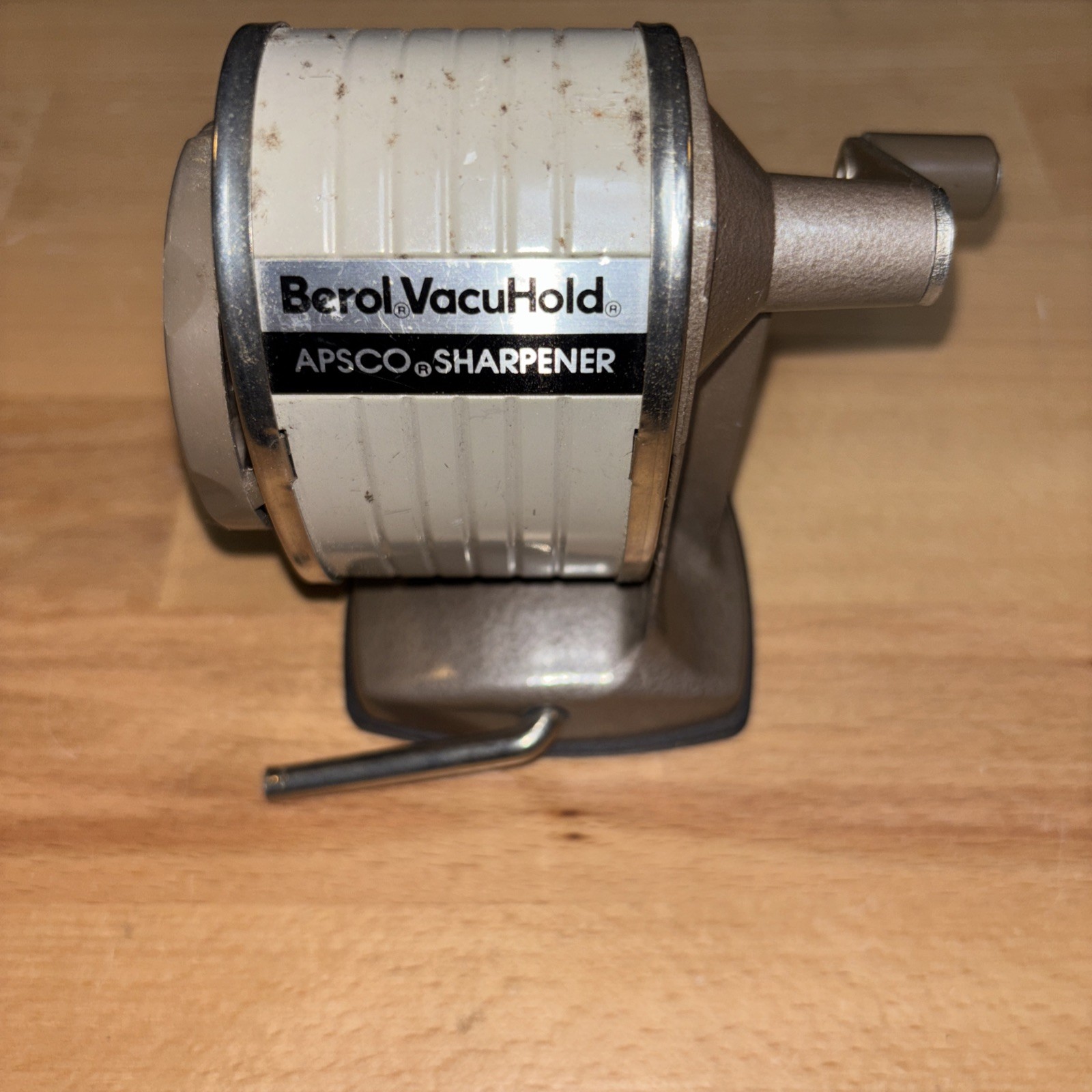 Vintage Berol VacuHold APSCO 6 Hole Pencil Sharpener Hand Crank Desk Mount