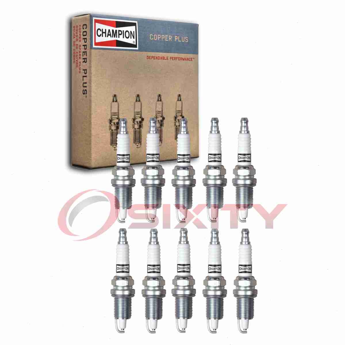10 pc Champion Copper Plus Spark Plugs for 1992-2002 Dodge Viper 8.0L V10 dp
