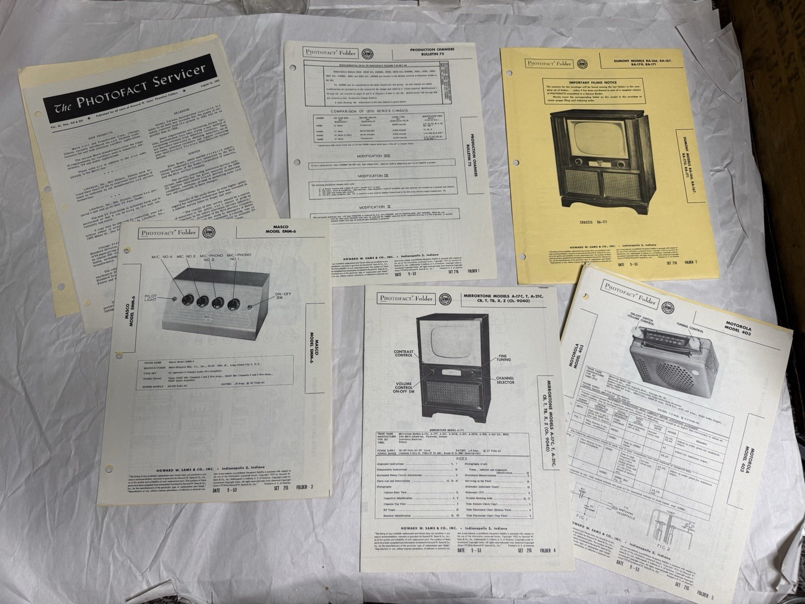 1953 Sams Photofact Complete Set 216 Service Manuals TV Radio Repair Schematics