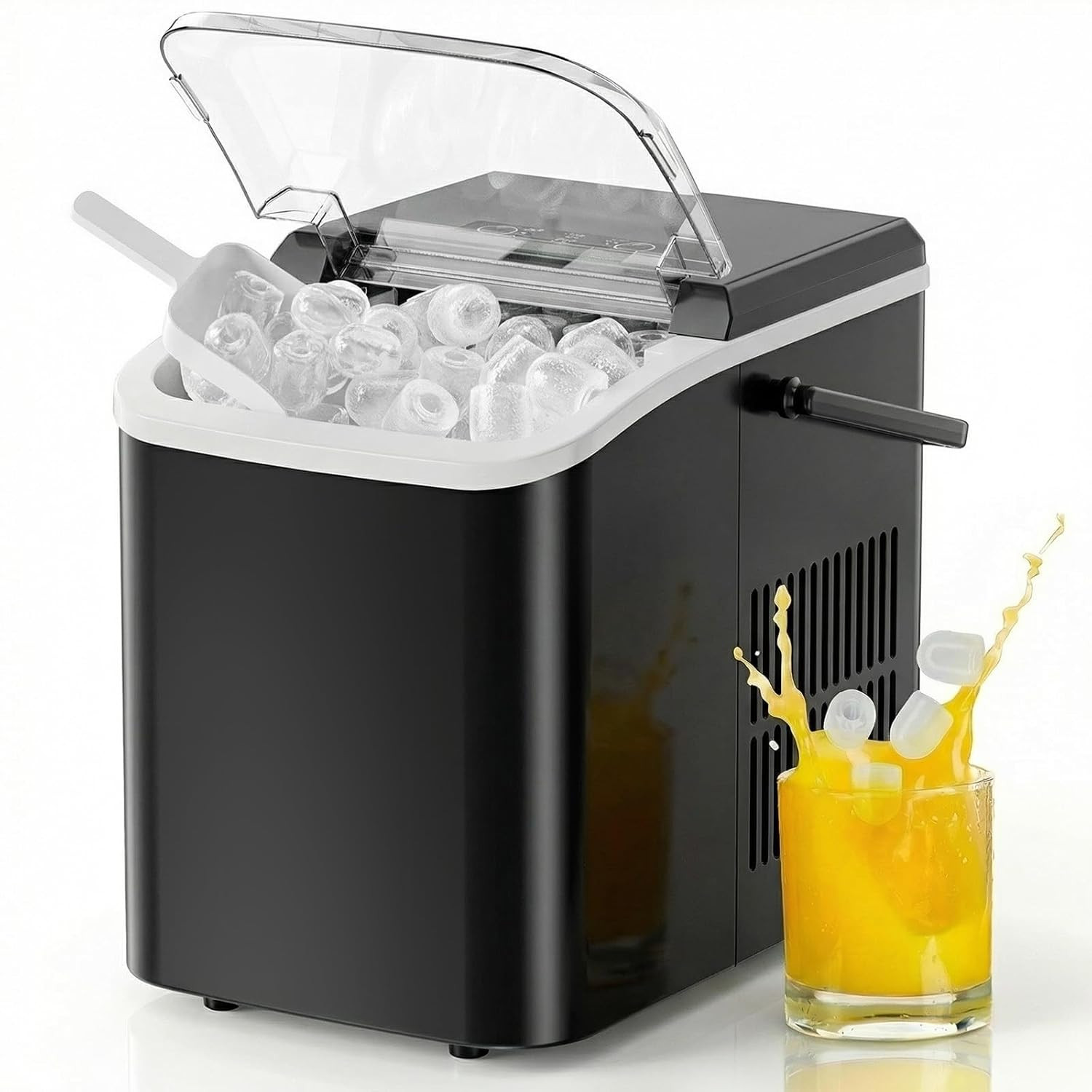 Ice Makers Countertop with Handle, Portable Ice Machine, 9 Bullet Cubes in 6 Min