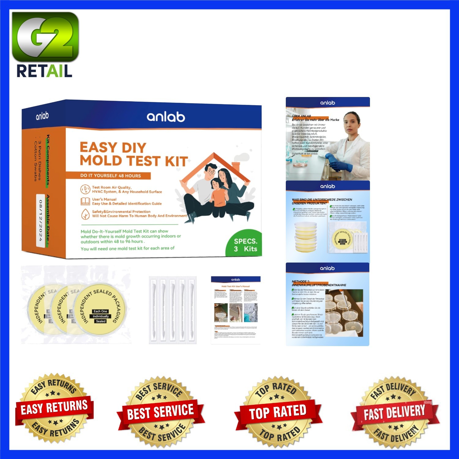 Indoor Air Quality and Surface Mold Testing Kit - Quick & Accurate Results