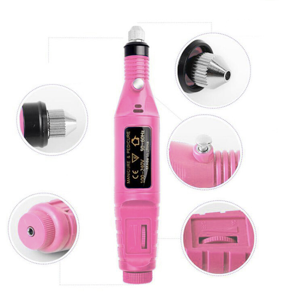 USB Electric Nail Art Drill Kit Manicure Pedicure Gel Polish File Buffer Tools