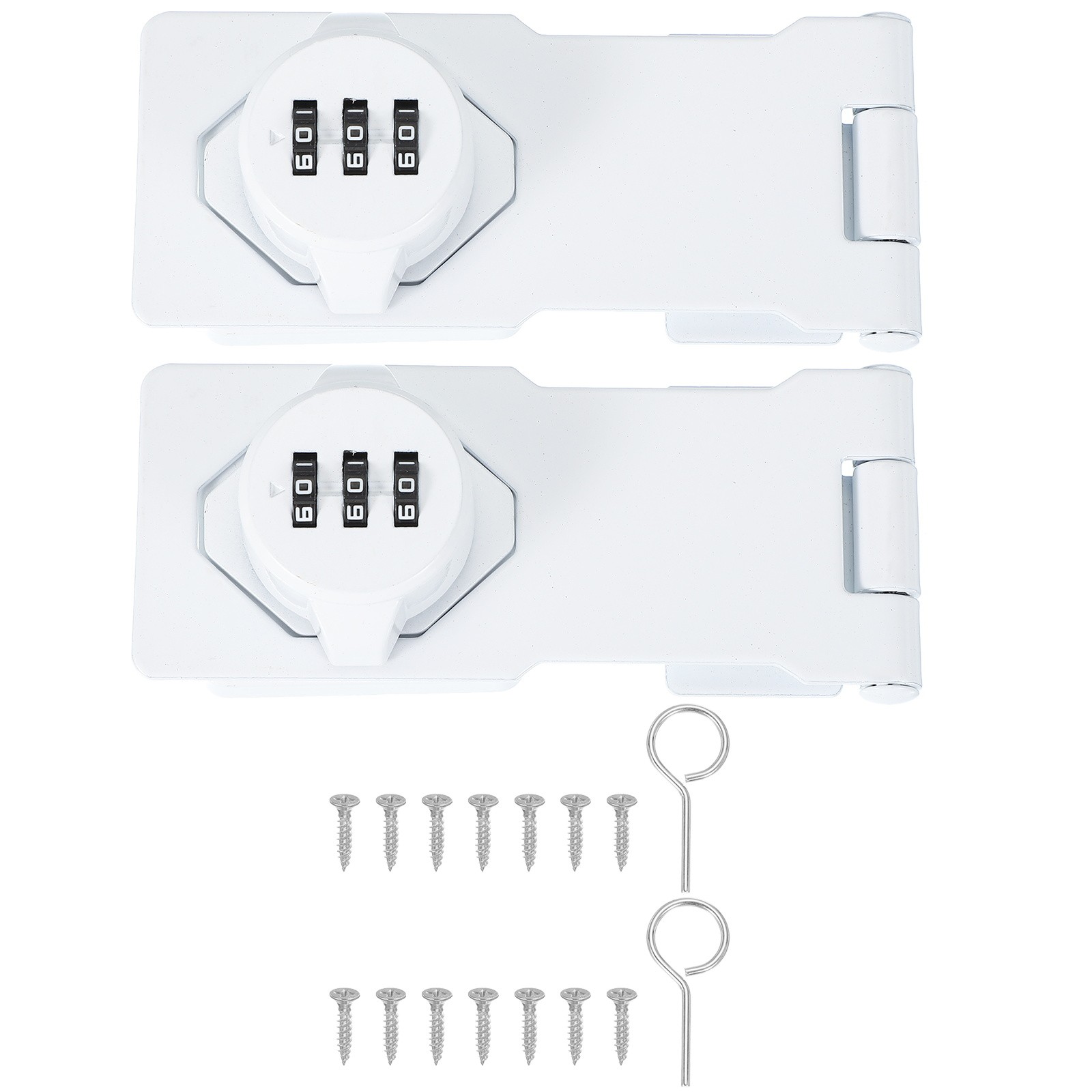 2 Pcs Password Rotary Hasp Locks Mechanical Cabinet Latch Locks 4.5" White