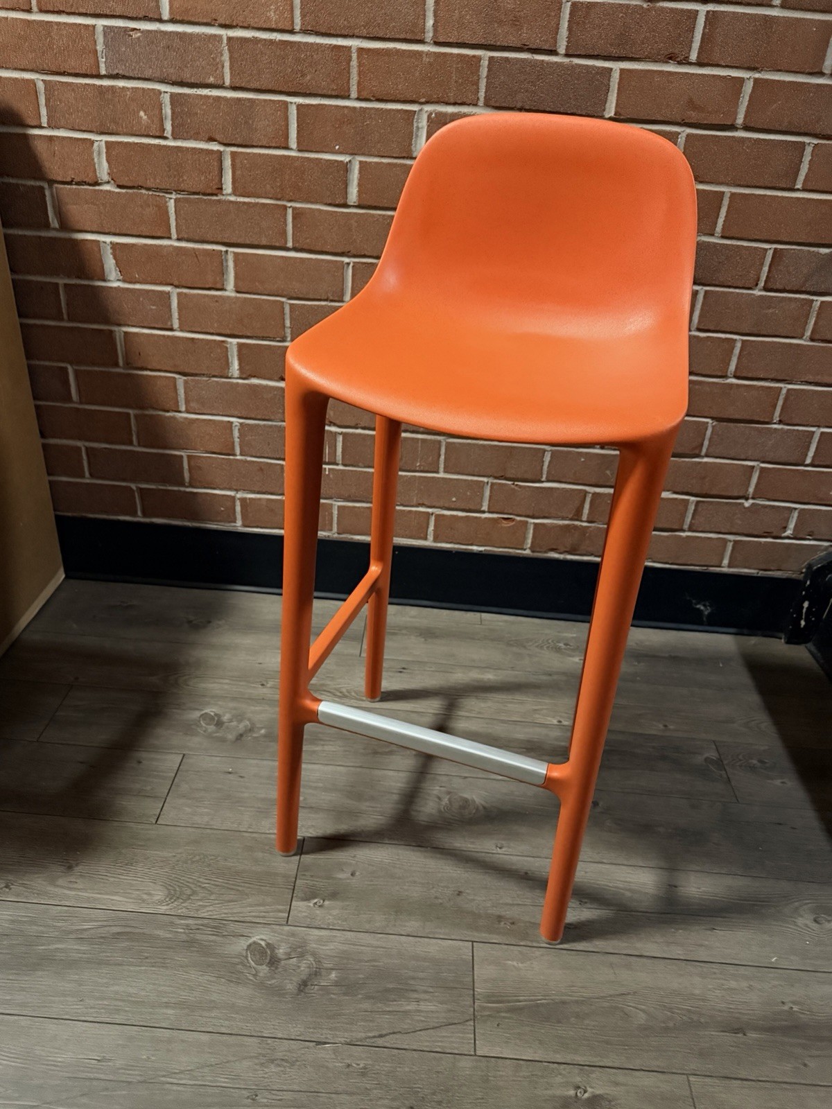Emeco Broom Orange Barstool Matte Contemporary Plastic Metal Footrest