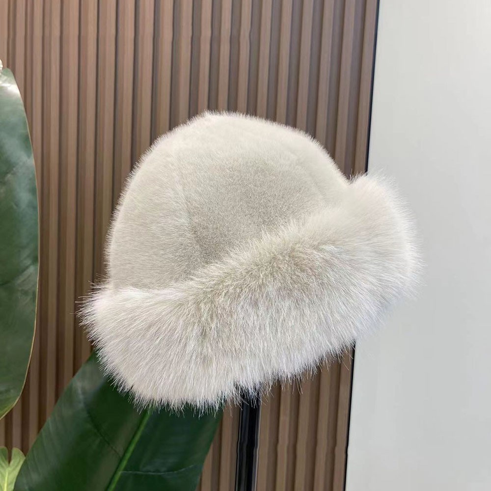 Fluffy Fur Bucket Hat Women Winter Warm Plush Fisherman Hat Soft Cozy Cap Gift ❥