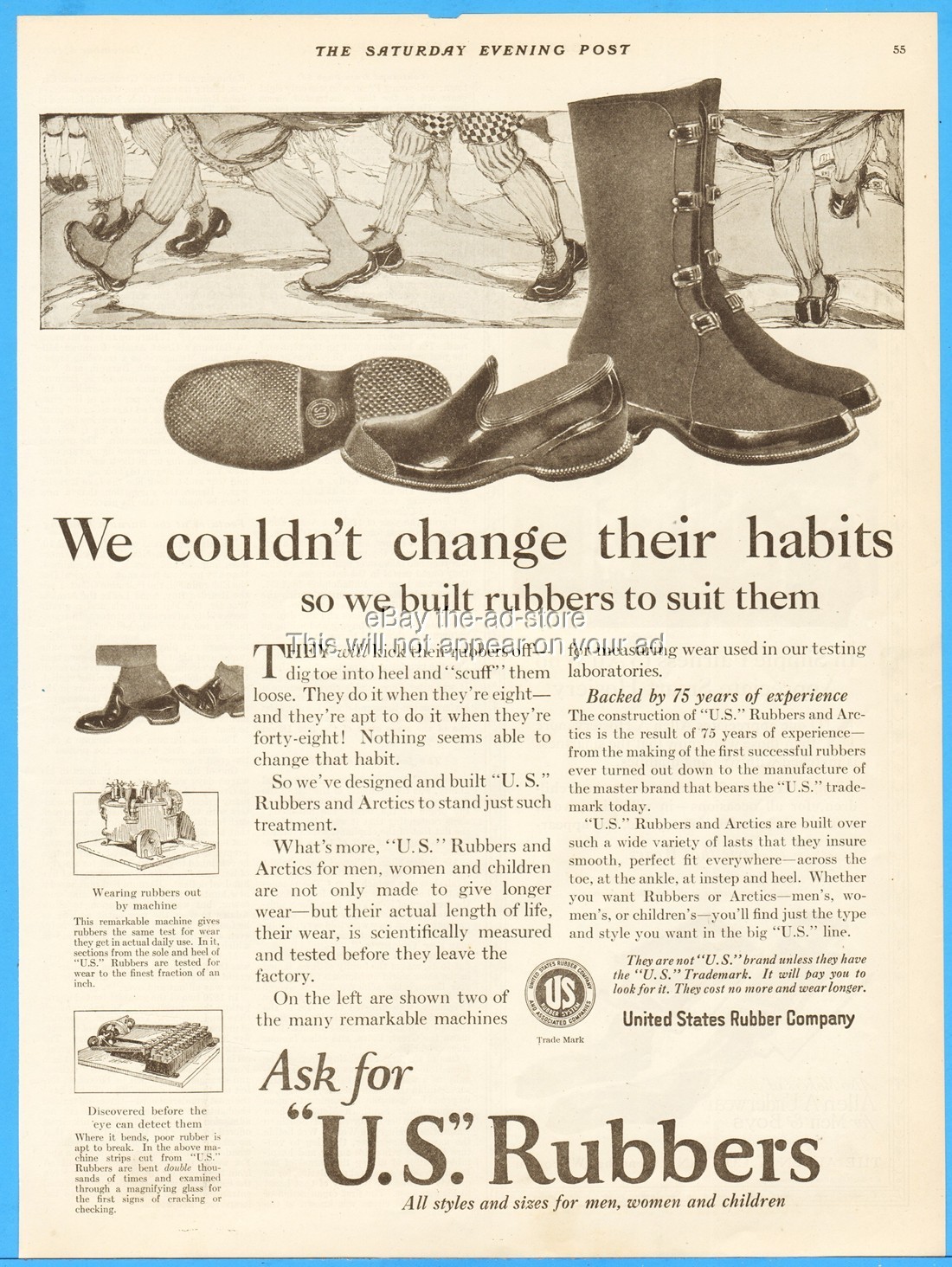 1923 U S Rubbers Boots United States Rubber Co Vintage 1920's Fashion Ad