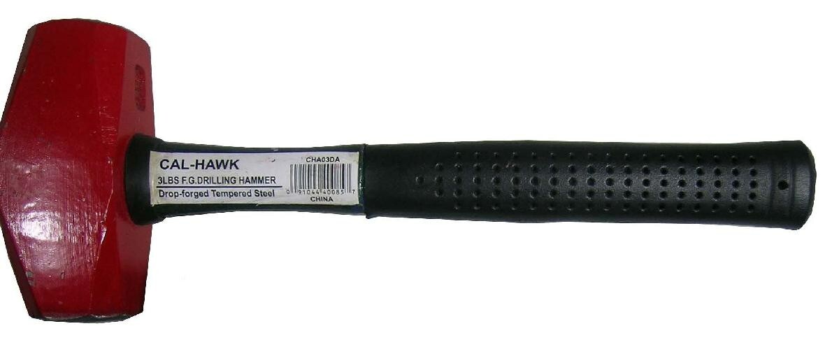 Fiberglass Drilling Hammer Handle Forged Steel Head 3 Lbs Hand Tools