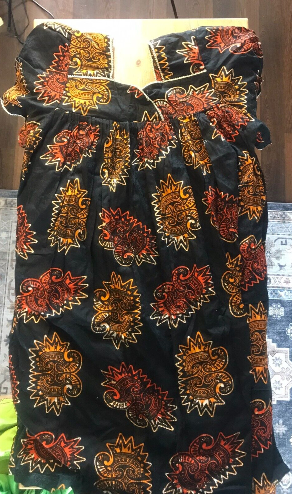 Traditional African Dress Dashiki Print Black Orange