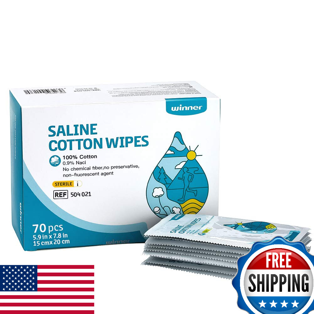 Winner Sterile Saline Wipes, 6" x 8" Large Personal Care Wipes, Gentle Saline Pa