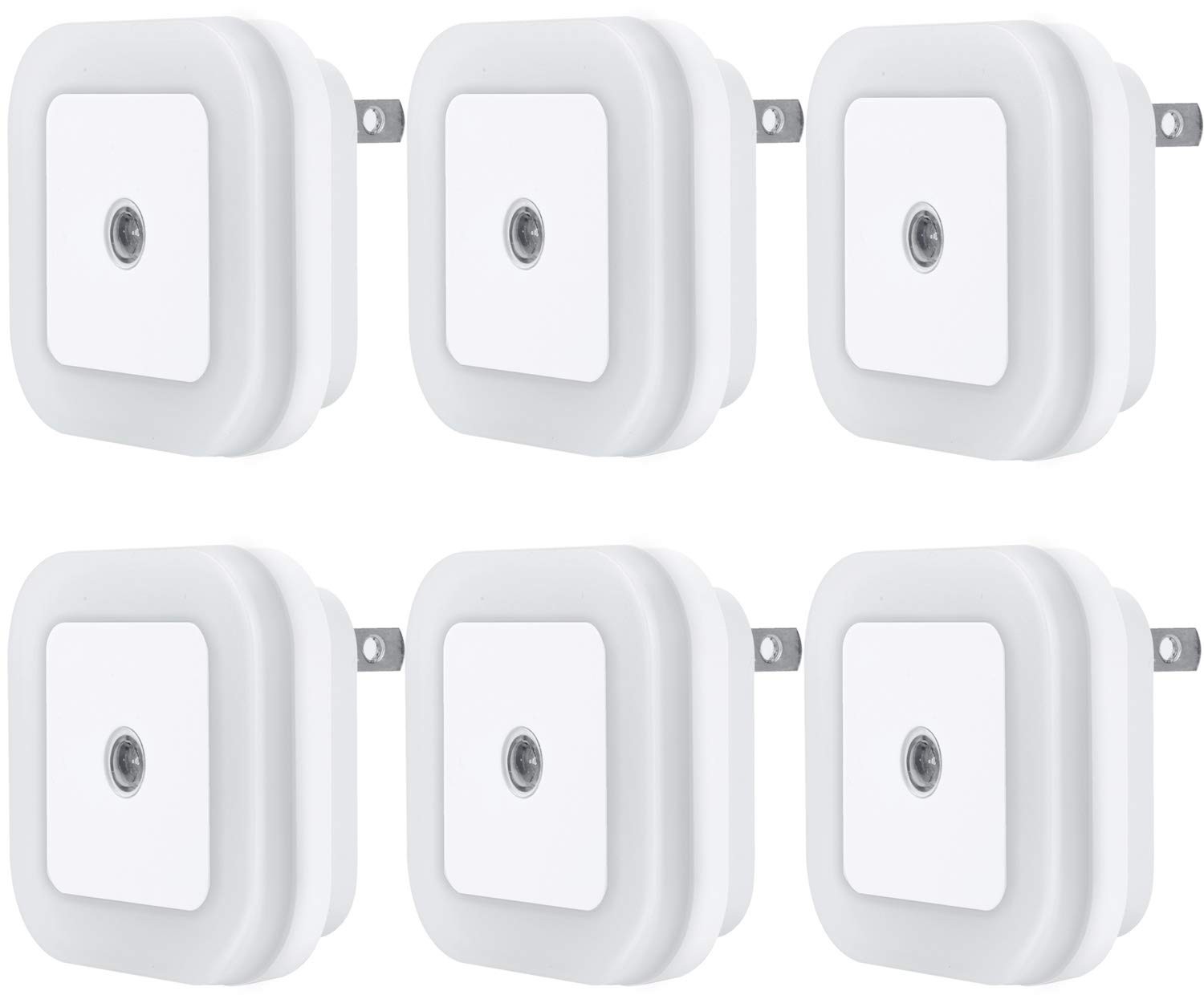 Uigos LED Night Light Lamp with Smart Sensor Dusk 6 Count (Pack of 1), White