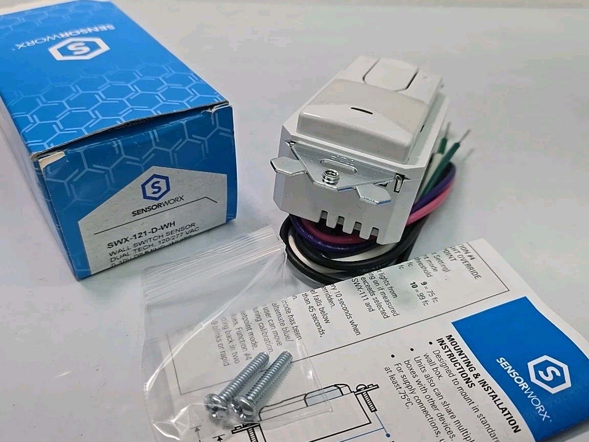 Sensorworx SWX-121-D-WH Wall Switch Sensor & Dimmer Dual Tech 120-277V - White
