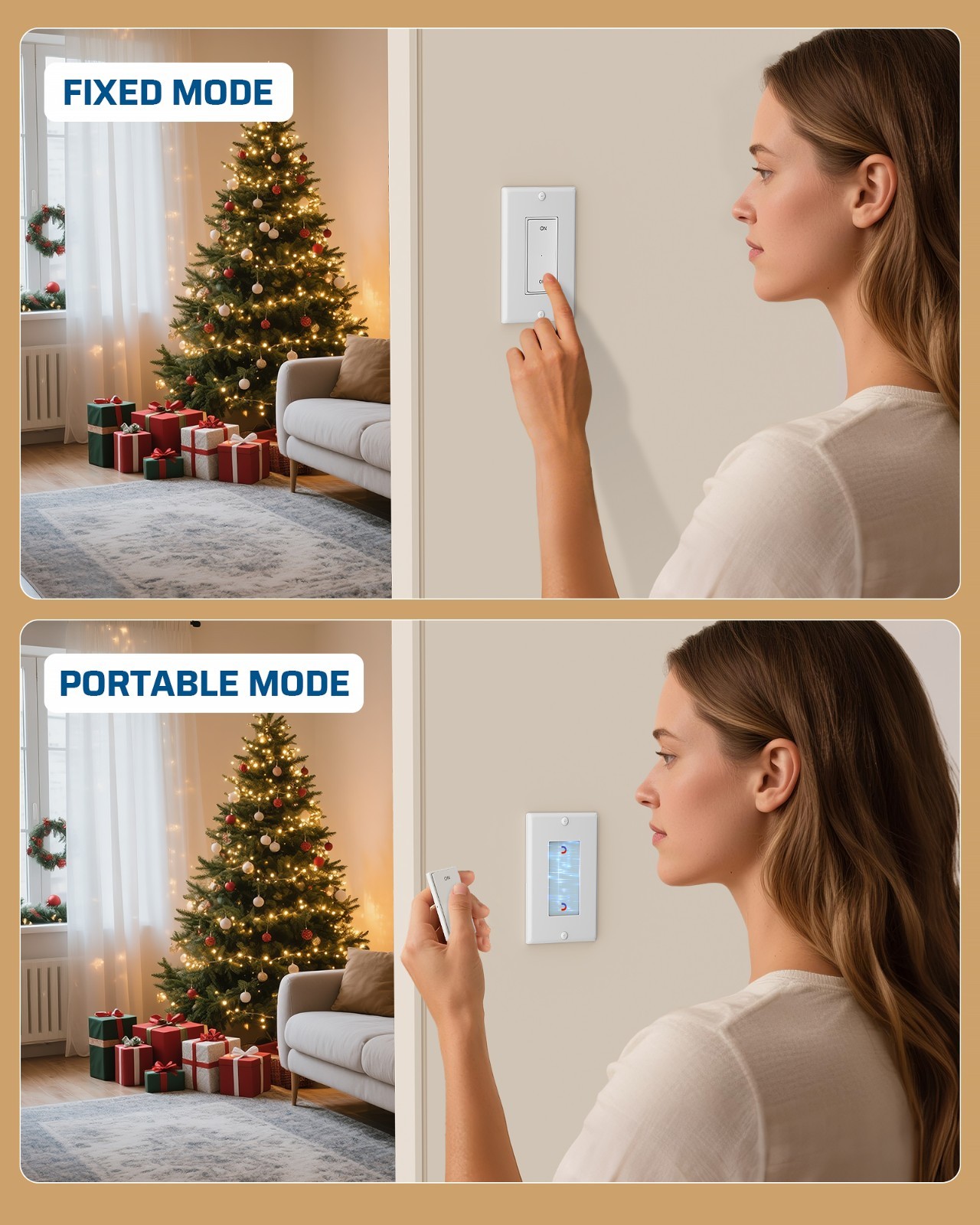 Remote Control Outlet, Magnetic Wireless Light Switch,No Wiring, 100FT RF Signal