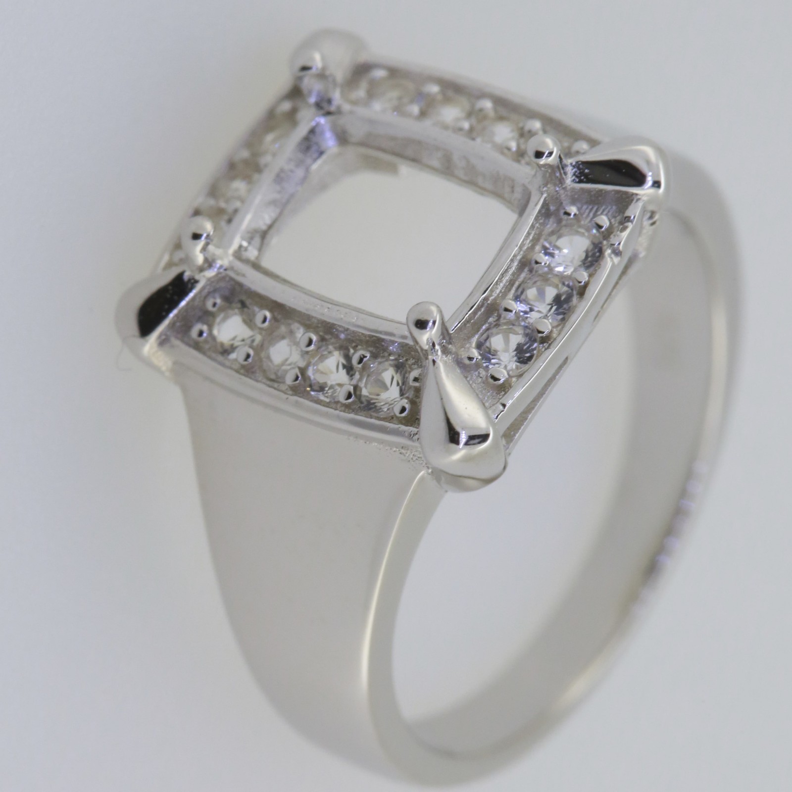 Sterling Silver Semi Mount Ring Setting Cushion CU 9x7mm