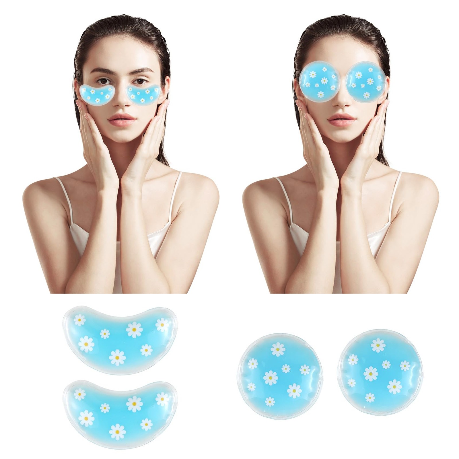 Gel Ice Pack Reusable Cooling Eye Pads, Hot Cold Treatment for Puffiness