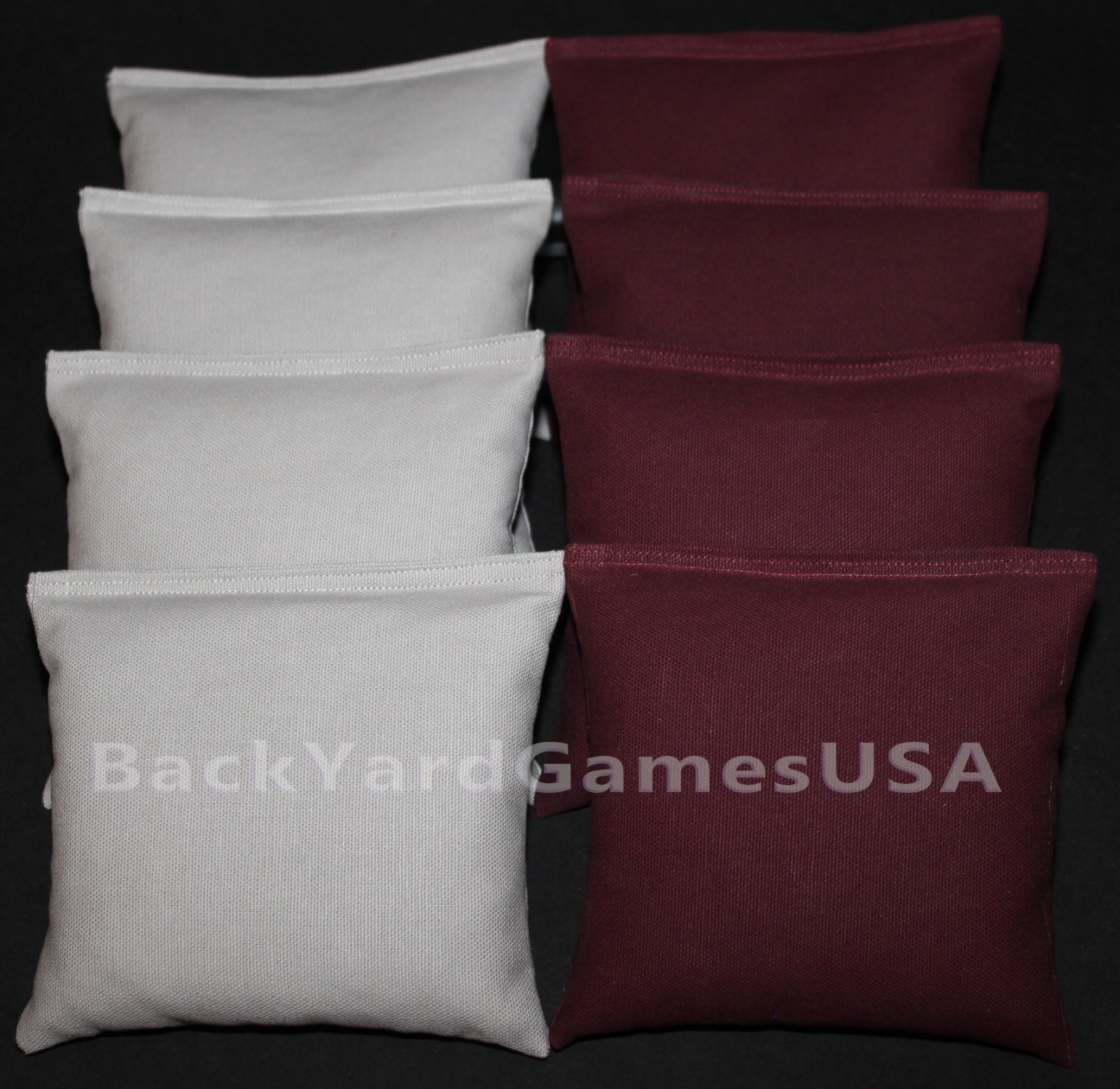 ALL WEATHER CORNHOLE BEAN BAGS Gray & Dark Maroon Resin Filled WATERPROOF