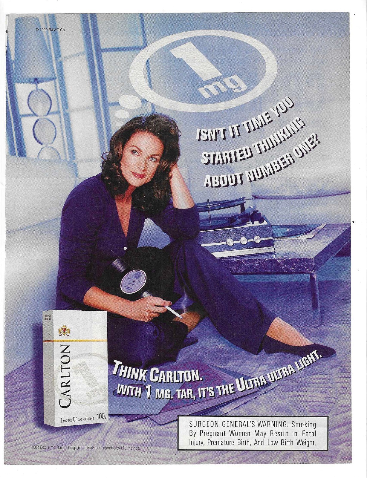 1999 Carlton Cigarettes Time You Started Thinking About Number One Vintage Ad