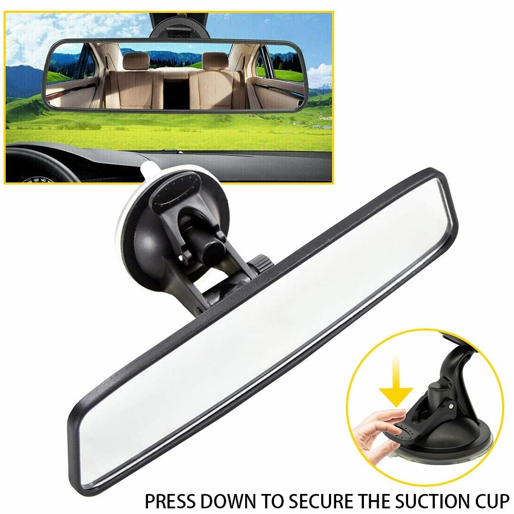 Universal Black Car Rear Suction View Cup Mirror Learner Driver Interior Glass
