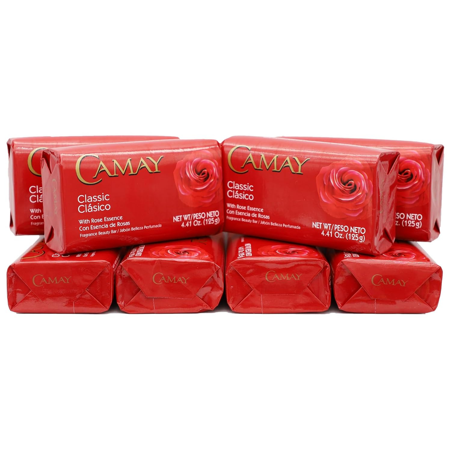 Camay Classic Bar Soap, Rose Essence, 8-Pack of 4.41 Oz 1 Count (Pack 8)