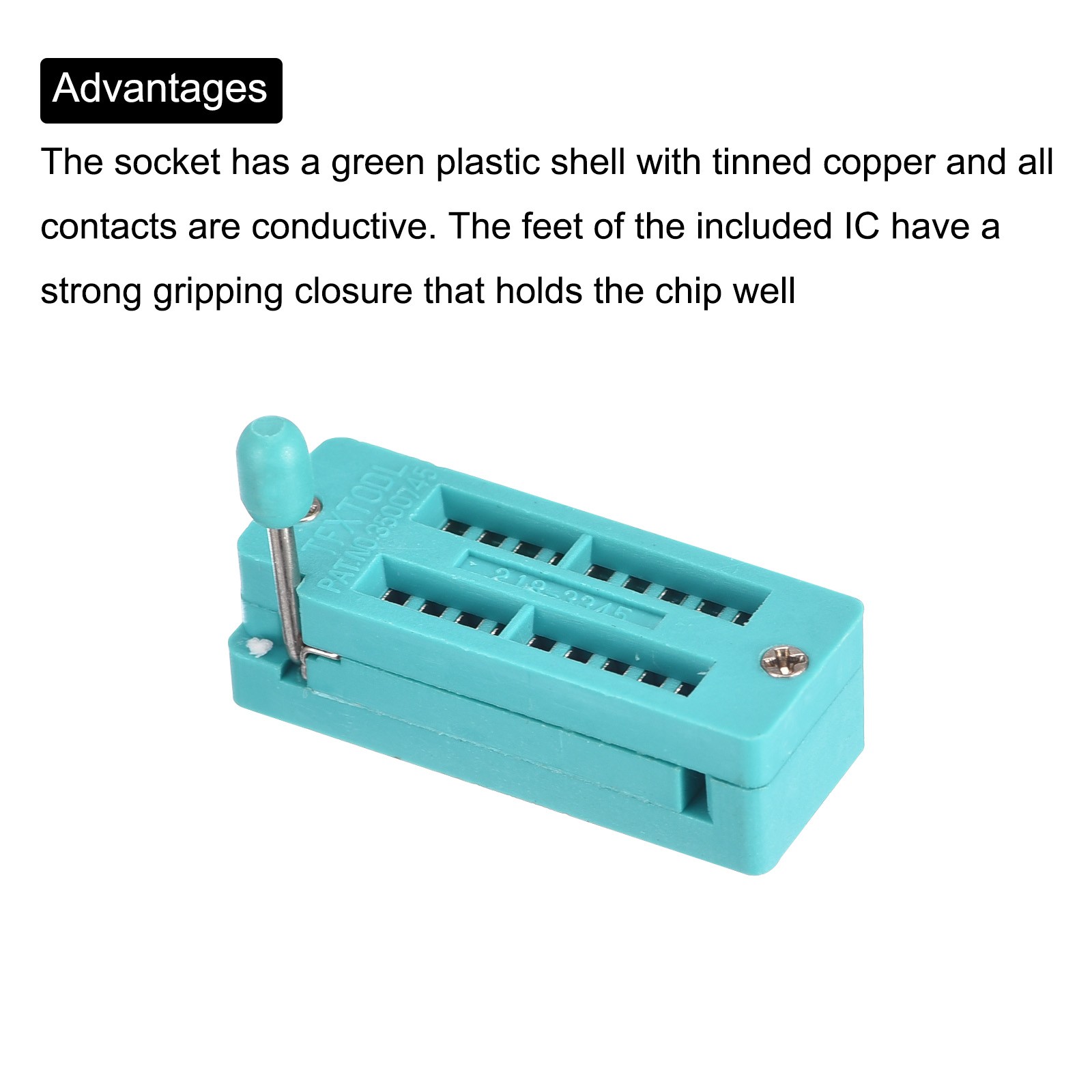 Universal IC Test ZIF Socket 18 Pin 3.0mm Pitch for Microcontroller, Chip 5 Pack
